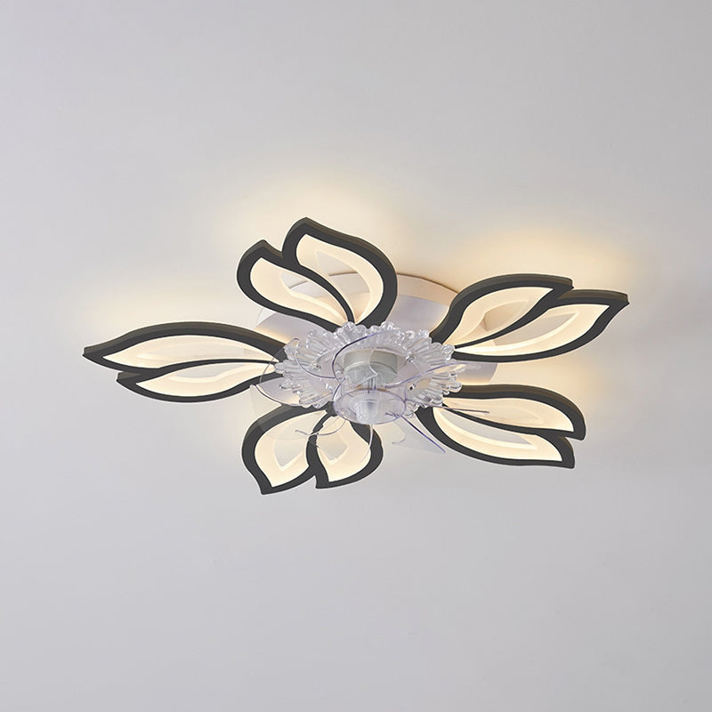 Modern Style Ceiling Fan Lamp LED Ceiling Mount Light with Acrylic Shade for Bedroom