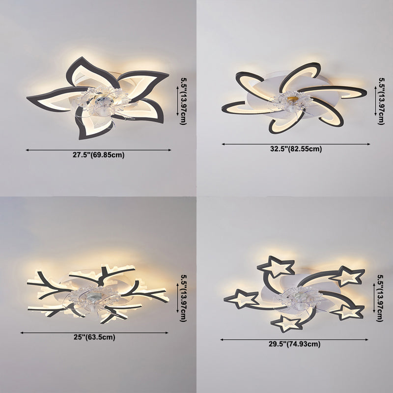 Modern Style Ceiling Fan Lamp LED Ceiling Mount Light with Acrylic Shade for Bedroom