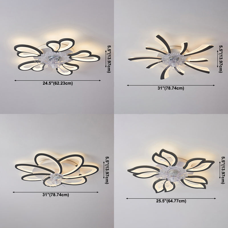 Modern Style Ceiling Fan Lamp LED Ceiling Mount Light with Acrylic Shade for Bedroom