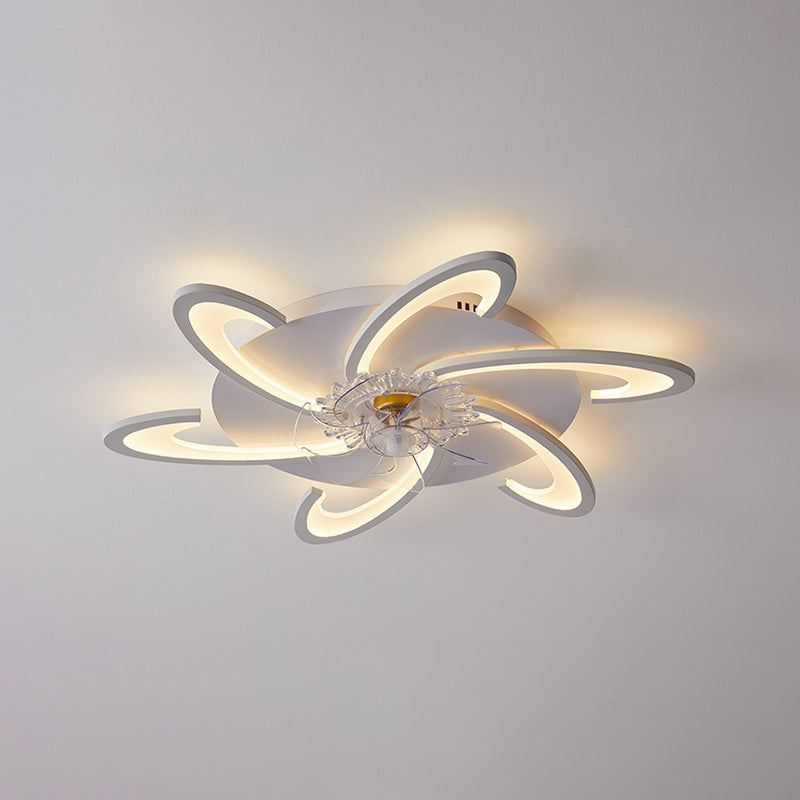 Modern Style Ceiling Fan Lamp LED Ceiling Mount Light with Acrylic Shade for Bedroom