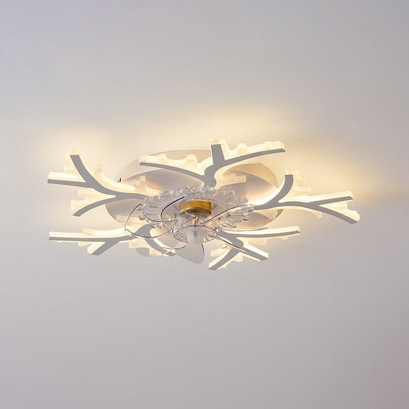 Modern Style Ceiling Fan Lamp LED Ceiling Mount Light with Acrylic Shade for Bedroom