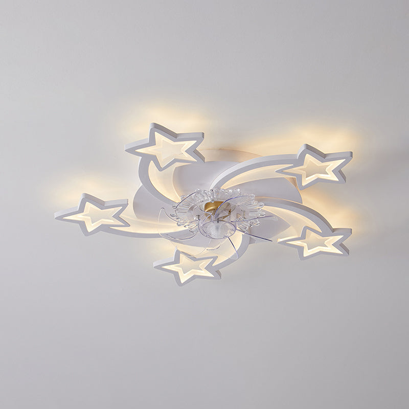 Modern Style Ceiling Fan Lamp LED Ceiling Mount Light with Acrylic Shade for Bedroom