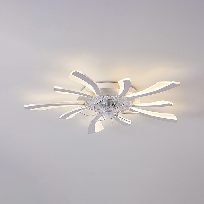 Modern Style Ceiling Fan Lamp LED Ceiling Mount Light with Acrylic Shade for Bedroom