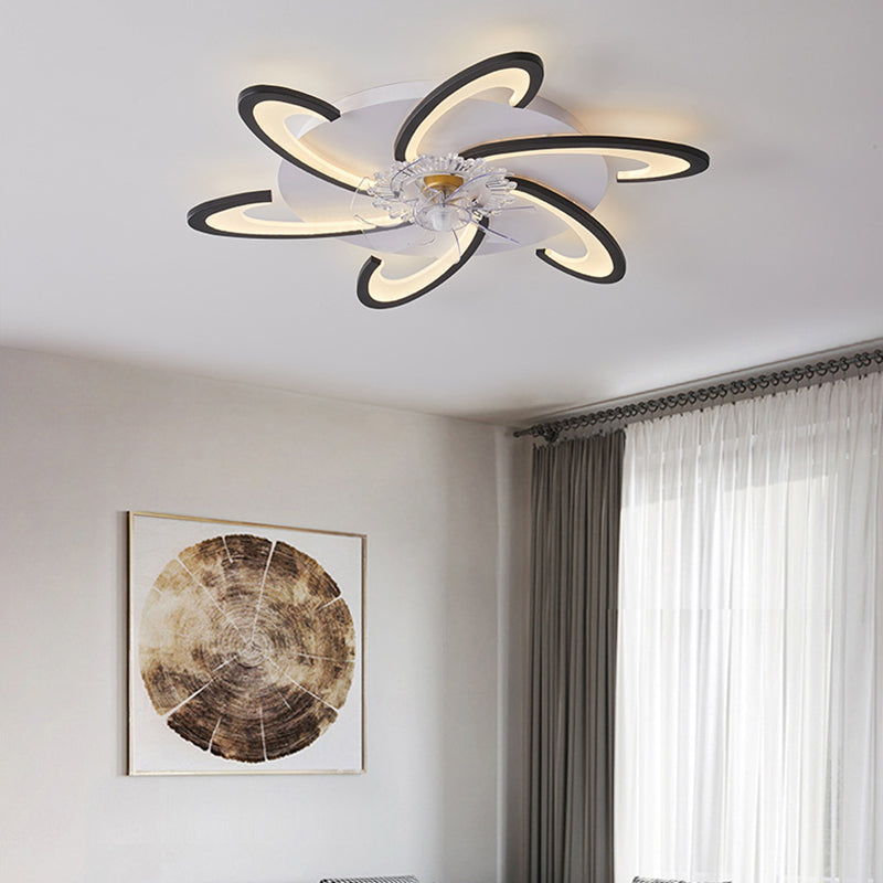 Modern Style Ceiling Fan Lamp LED Ceiling Mount Light with Acrylic Shade for Bedroom