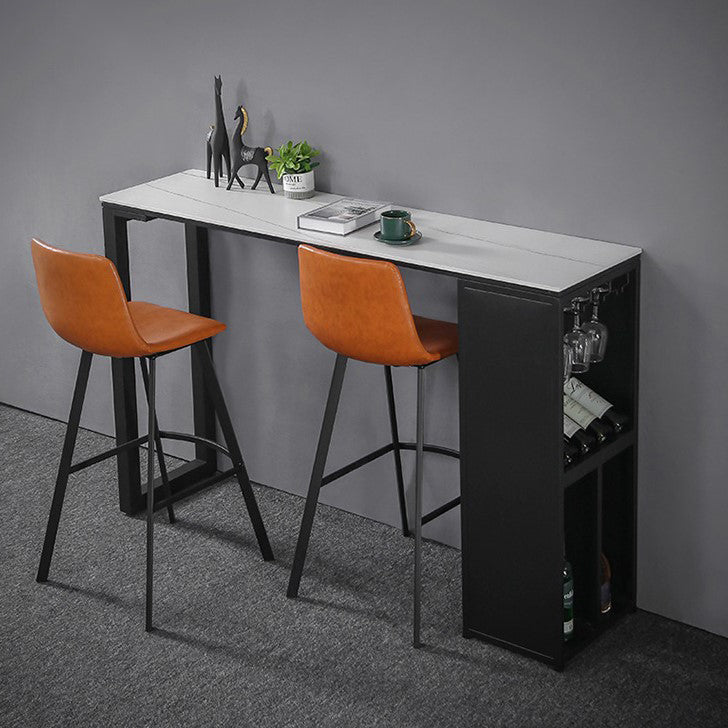 Industrial Style Rectangle Bar Table 42-inch Height Iron Pedestal Bistro Table