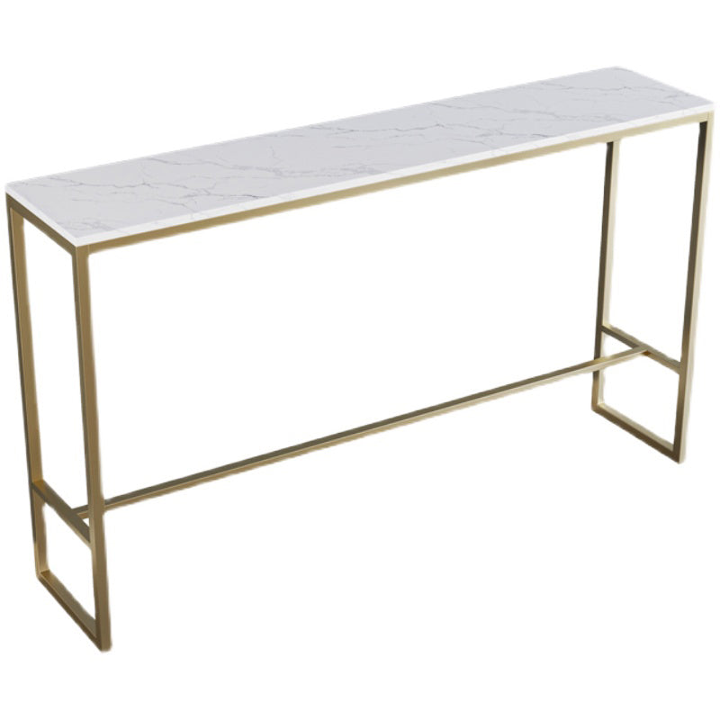 Stone Bar Dining Table Glam Rectangle Bar Table with Trestle for Milk Tea Shop