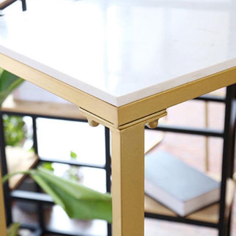 Stone Bar Dining Table Glam Rectangle Bar Table with Trestle for Milk Tea Shop