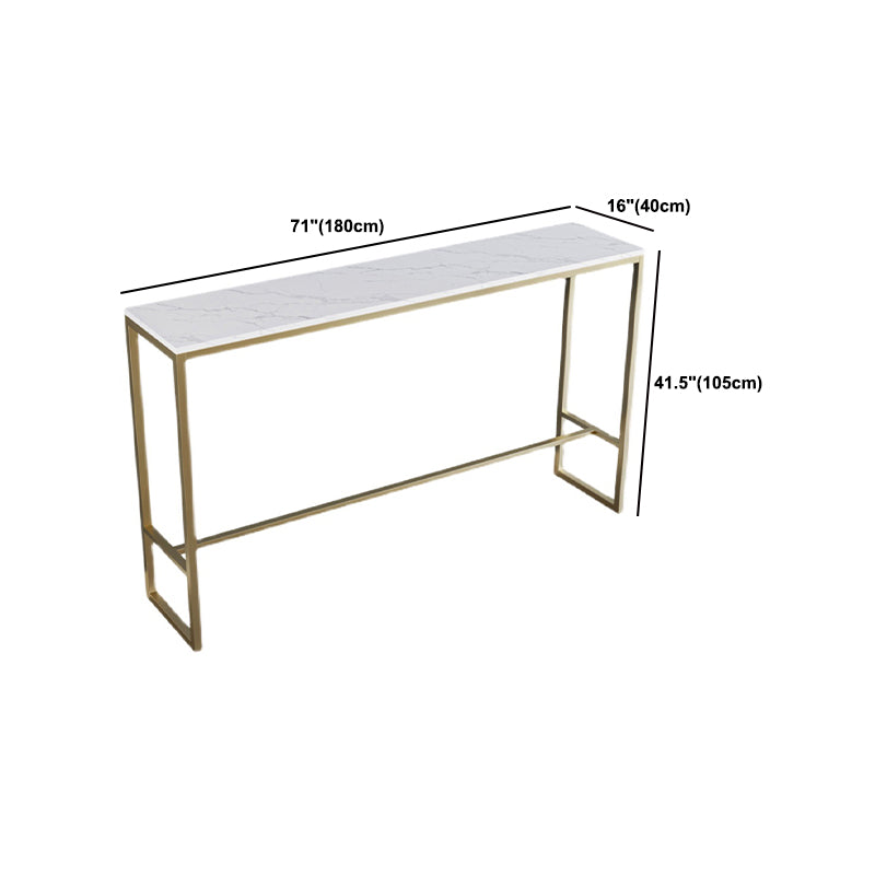 Stone Bar Dining Table Glam Rectangle Bar Table with Trestle for Milk Tea Shop