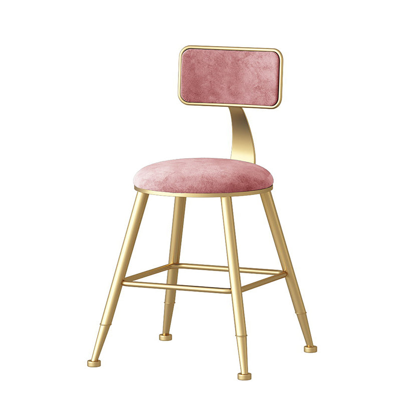 Nordic Style Backrest Counter Stool Iron Cafe Bar Stool with Velvet Cushion and Pedal