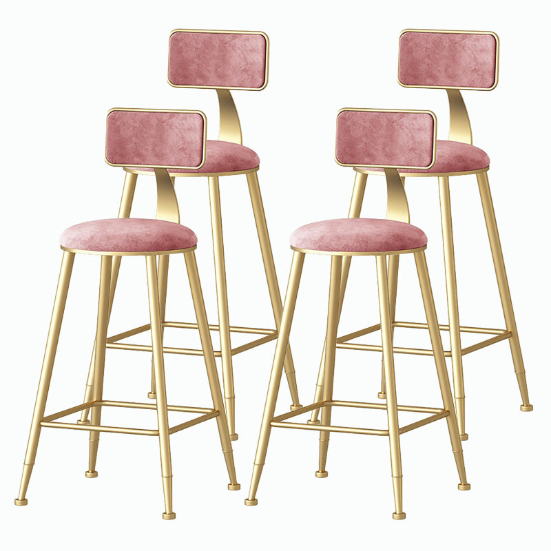 Nordic Style Backrest Counter Stool Iron Cafe Bar Stool with Velvet Cushion and Pedal