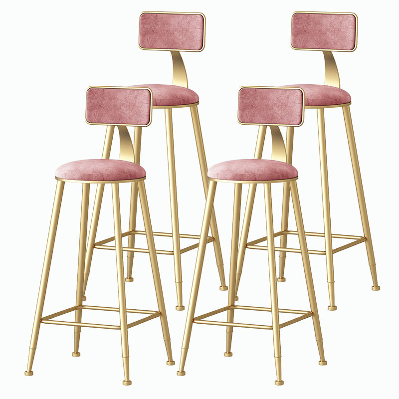 Nordic Style Backrest Counter Stool Iron Cafe Bar Stool with Velvet Cushion and Pedal