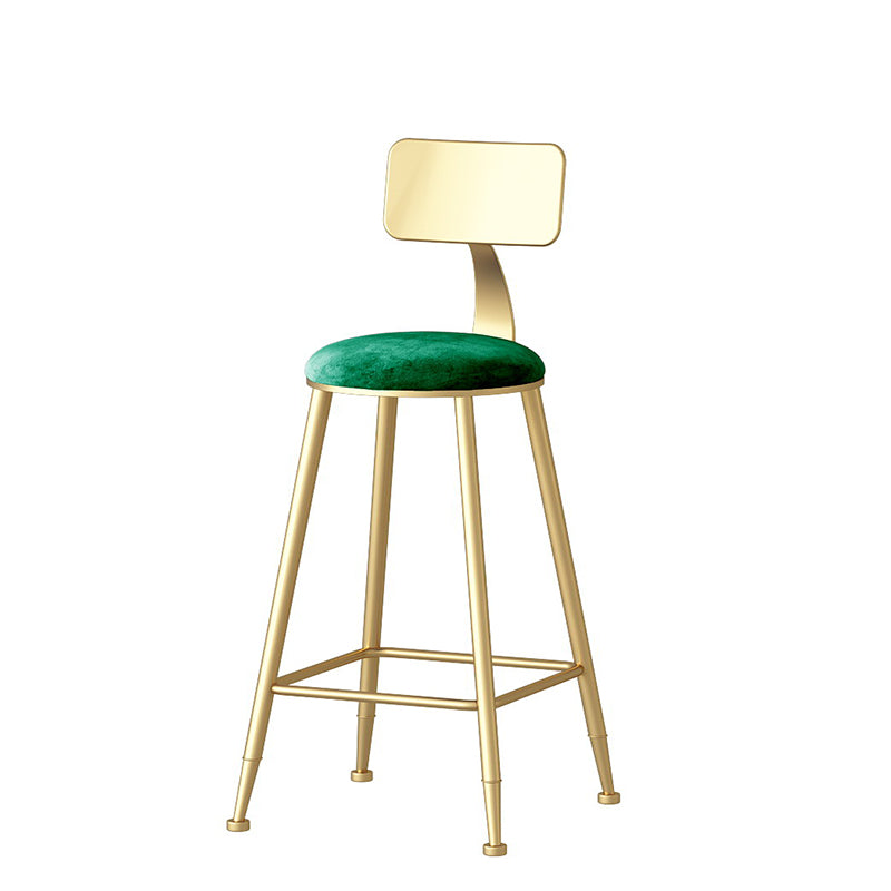Nordic Style Backrest Counter Stool Iron Cafe Bar Stool with Velvet Cushion and Pedal