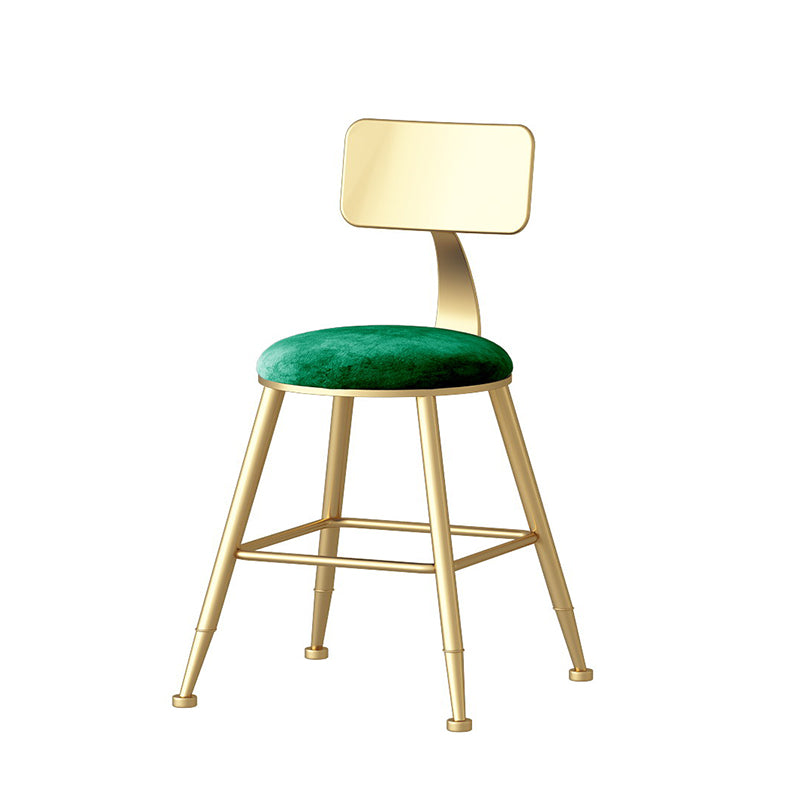 Nordic Style Backrest Counter Stool Iron Cafe Bar Stool with Velvet Cushion and Pedal