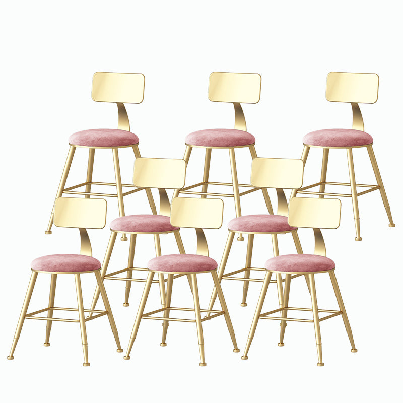 Nordic Style Backrest Counter Stool Iron Cafe Bar Stool with Velvet Cushion and Pedal