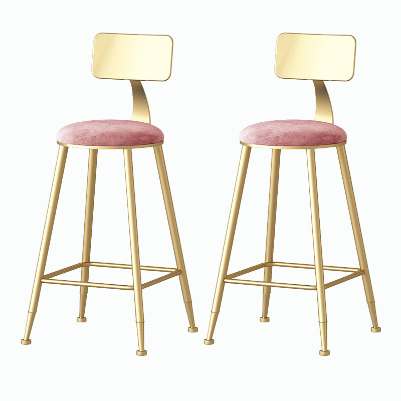 Nordic Style Backrest Counter Stool Iron Cafe Bar Stool with Velvet Cushion and Pedal
