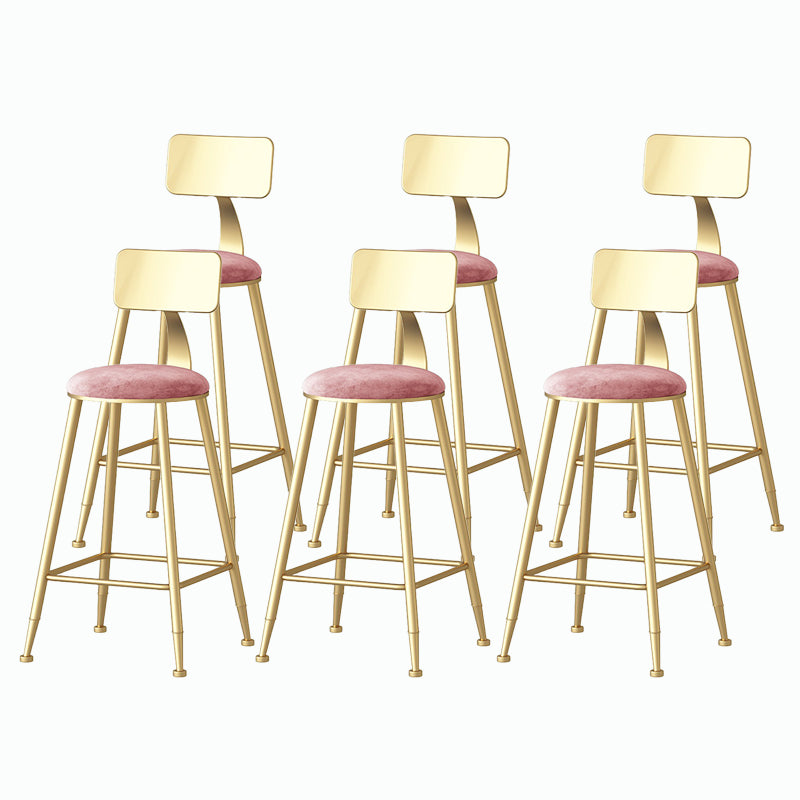 Nordic Style Backrest Counter Stool Iron Cafe Bar Stool with Velvet Cushion and Pedal