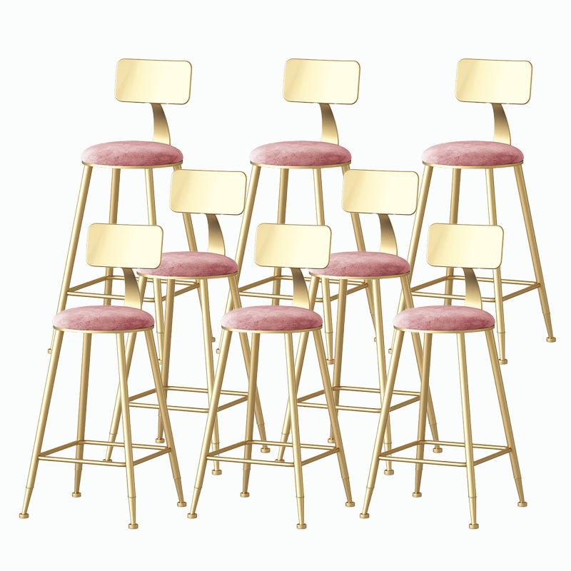 Nordic Style Backrest Counter Stool Iron Cafe Bar Stool with Velvet Cushion and Pedal