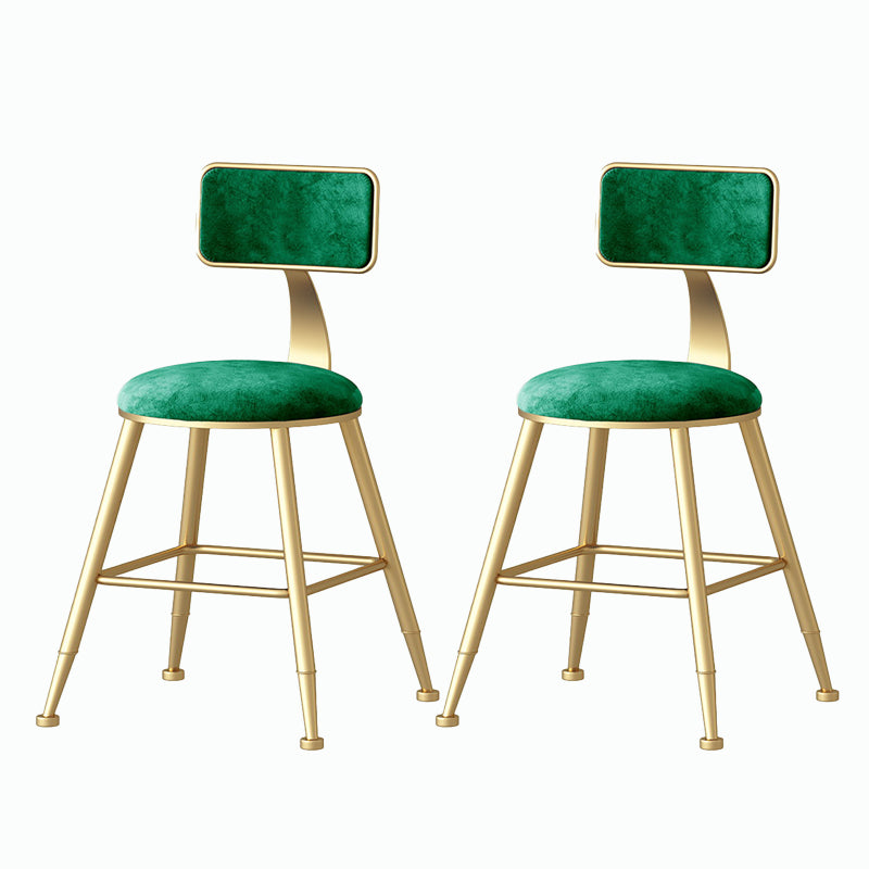 Nordic Style Backrest Counter Stool Iron Cafe Bar Stool with Velvet Cushion and Pedal