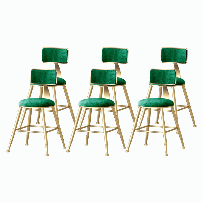 Nordic Style Backrest Counter Stool Iron Cafe Bar Stool with Velvet Cushion and Pedal
