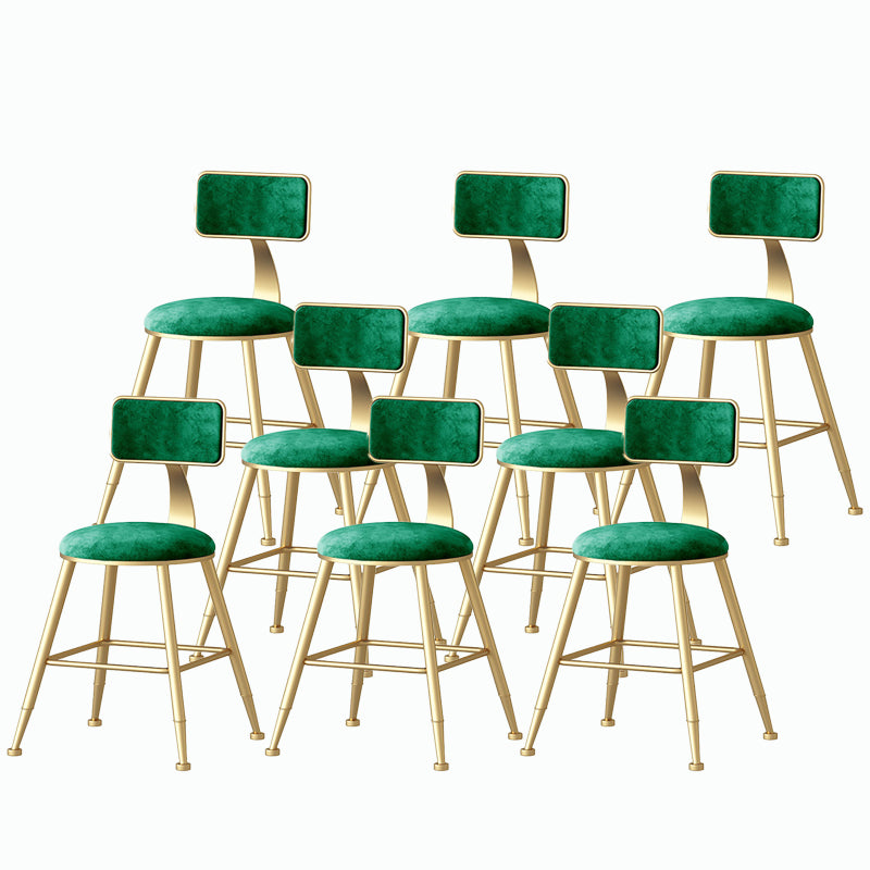 Nordic Style Backrest Counter Stool Iron Cafe Bar Stool with Velvet Cushion and Pedal