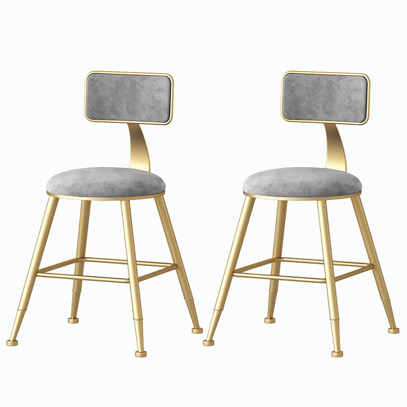 Nordic Style Backrest Counter Stool Iron Cafe Bar Stool with Velvet Cushion and Pedal