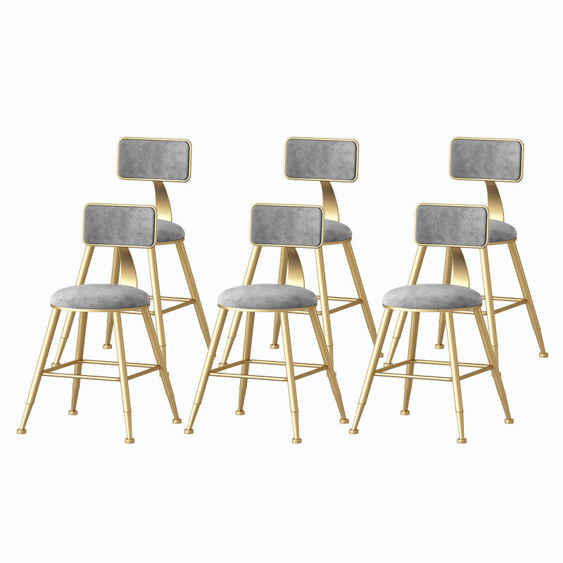 Nordic Style Backrest Counter Stool Iron Cafe Bar Stool with Velvet Cushion and Pedal