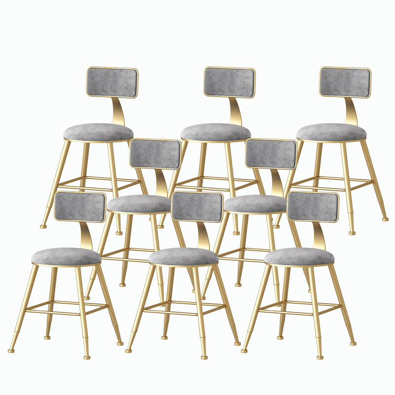 Nordic Style Backrest Counter Stool Iron Cafe Bar Stool with Velvet Cushion and Pedal