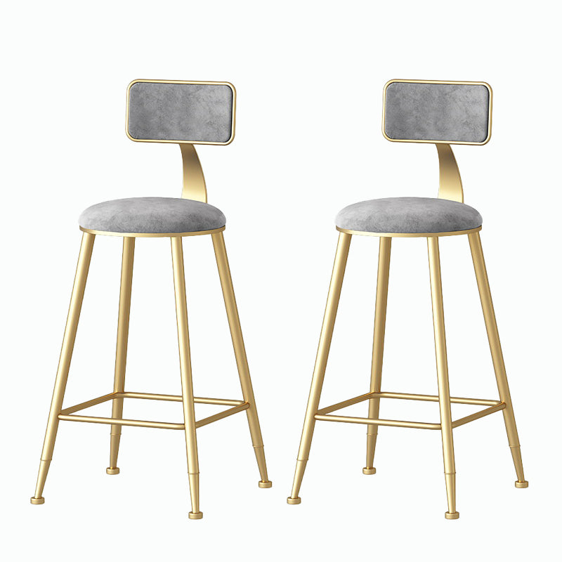 Nordic Style Backrest Counter Stool Iron Cafe Bar Stool with Velvet Cushion and Pedal