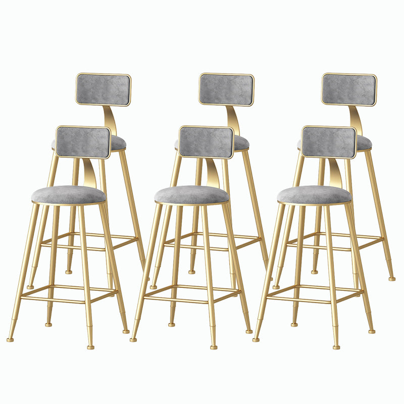 Nordic Style Backrest Counter Stool Iron Cafe Bar Stool with Velvet Cushion and Pedal