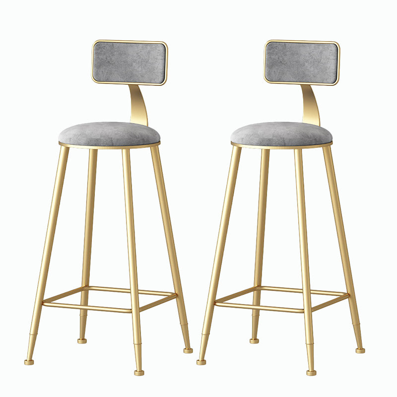Nordic Style Backrest Counter Stool Iron Cafe Bar Stool with Velvet Cushion and Pedal