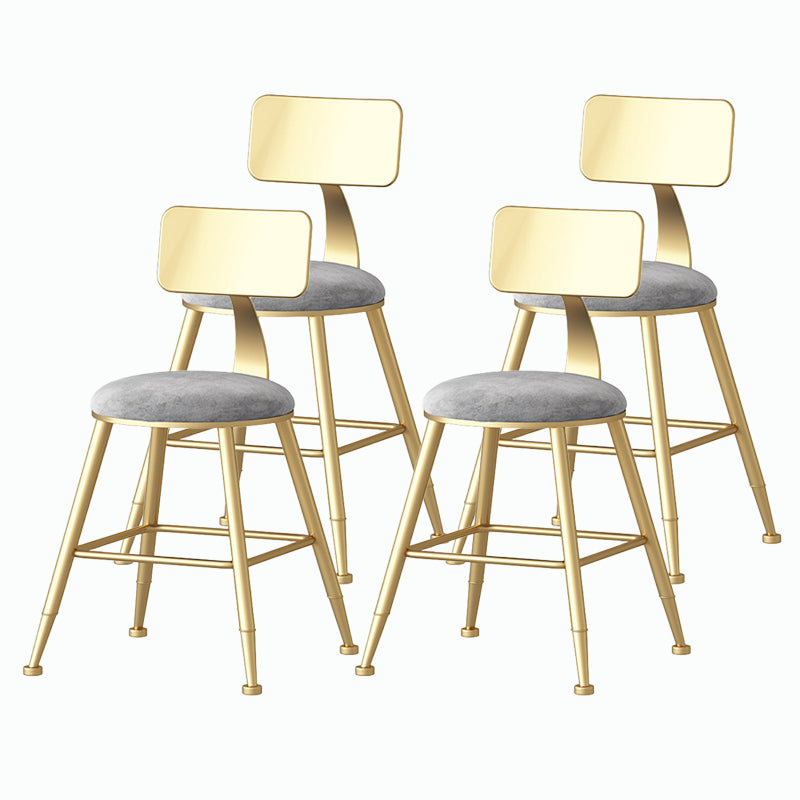 Nordic Style Backrest Counter Stool Iron Cafe Bar Stool with Velvet Cushion and Pedal