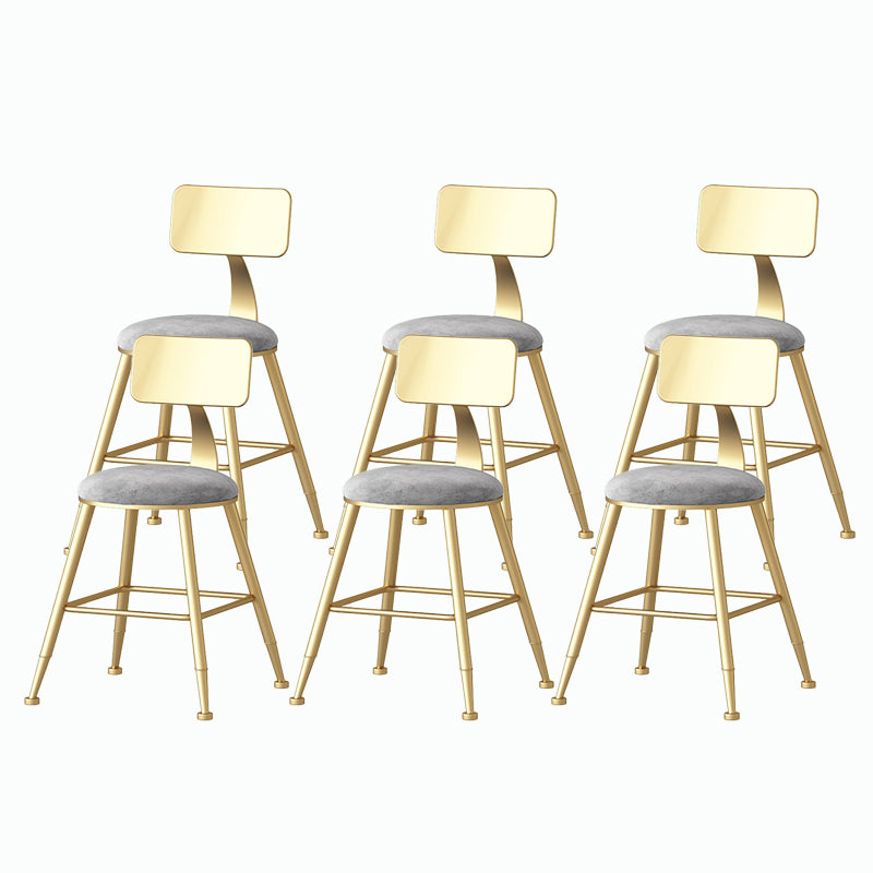 Nordic Style Backrest Counter Stool Iron Cafe Bar Stool with Velvet Cushion and Pedal