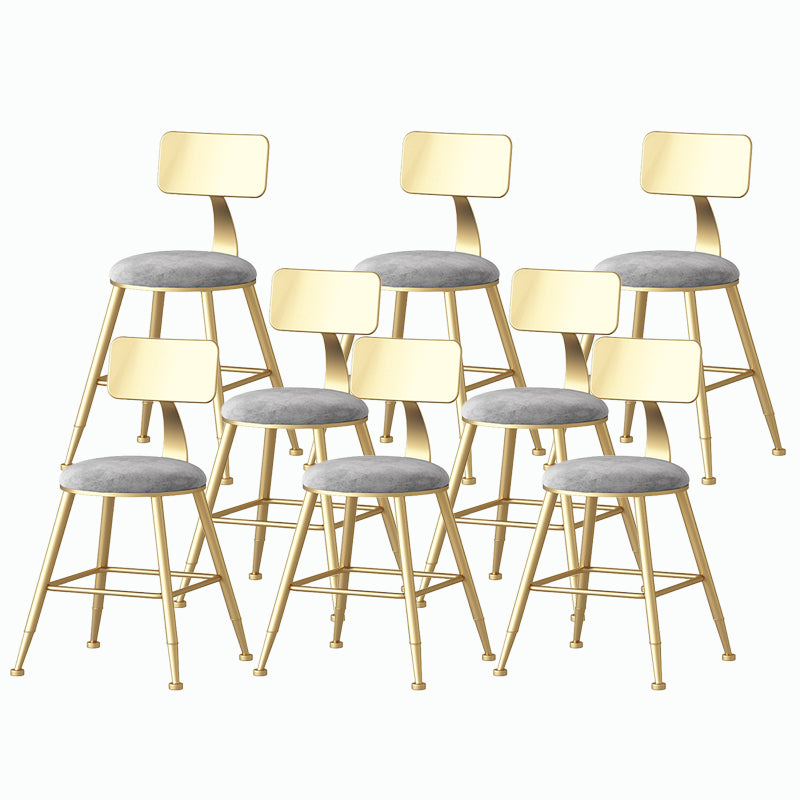 Nordic Style Backrest Counter Stool Iron Cafe Bar Stool with Velvet Cushion and Pedal