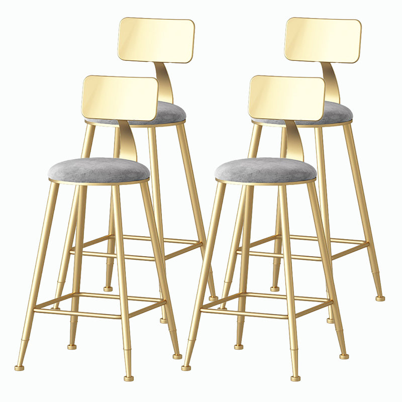 Nordic Style Backrest Counter Stool Iron Cafe Bar Stool with Velvet Cushion and Pedal