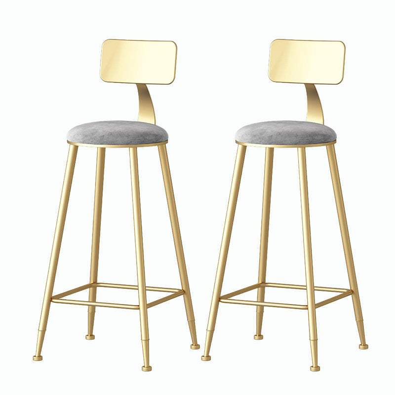Nordic Style Backrest Counter Stool Iron Cafe Bar Stool with Velvet Cushion and Pedal
