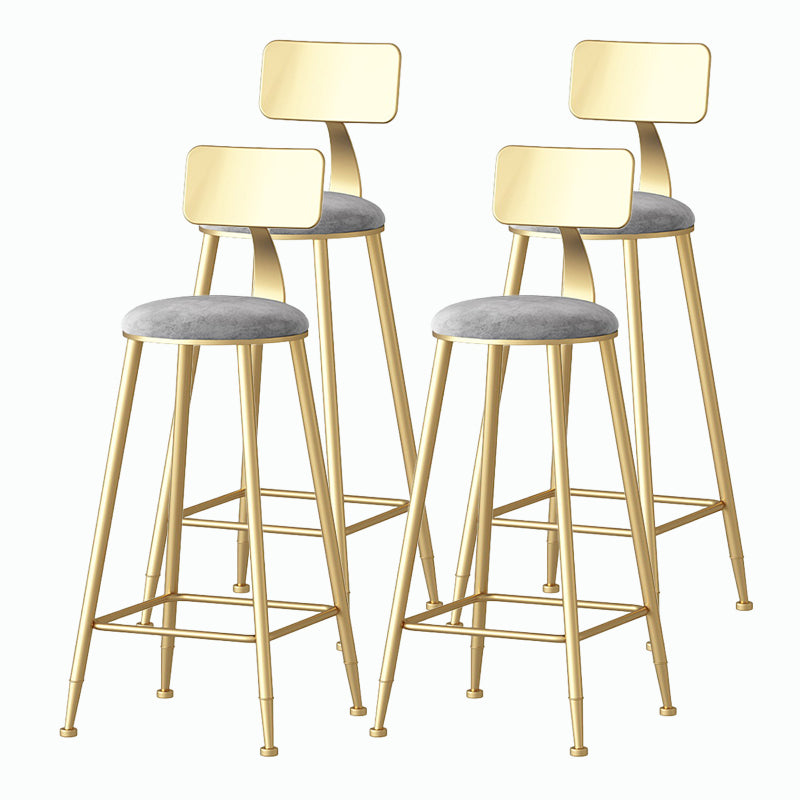 Nordic Style Backrest Counter Stool Iron Cafe Bar Stool with Velvet Cushion and Pedal