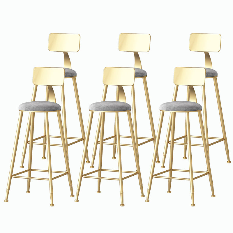 Nordic Style Backrest Counter Stool Iron Cafe Bar Stool with Velvet Cushion and Pedal