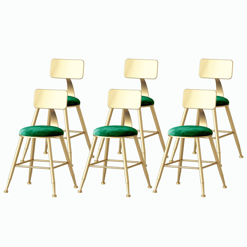 Nordic Style Backrest Counter Stool Iron Cafe Bar Stool with Velvet Cushion and Pedal
