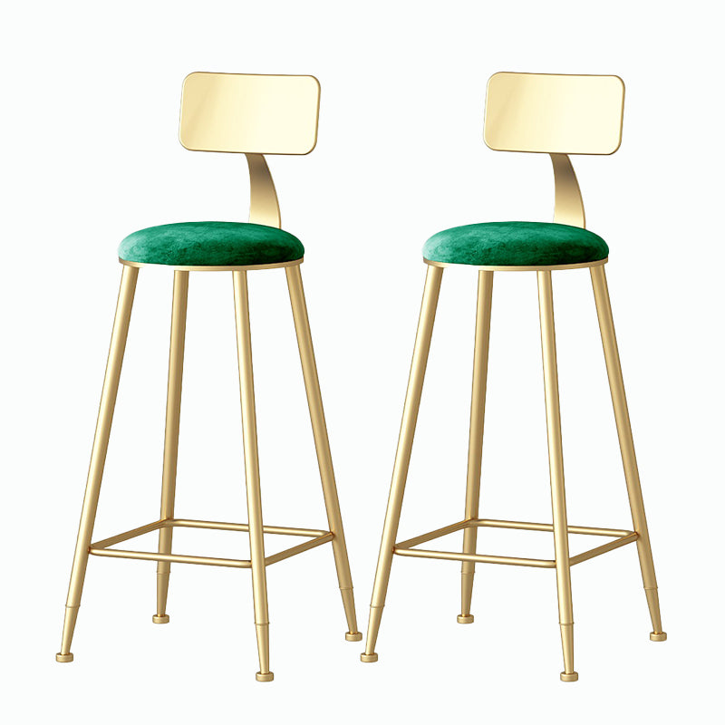 Nordic Style Backrest Counter Stool Iron Cafe Bar Stool with Velvet Cushion and Pedal