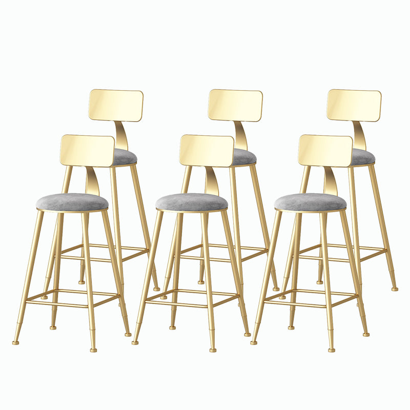 Nordic Style Backrest Counter Stool Iron Cafe Bar Stool with Velvet Cushion and Pedal
