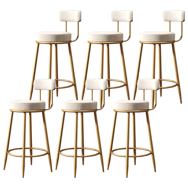 Glam Armless Backrest Counter Stool Iron Dessert Shop Bar Stool with Velvet Cushion