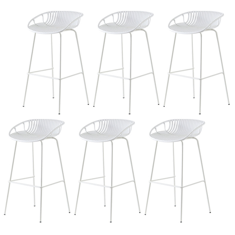Modern Dessert Shop Low Back Stool Matte Finish Iron Bar Stool