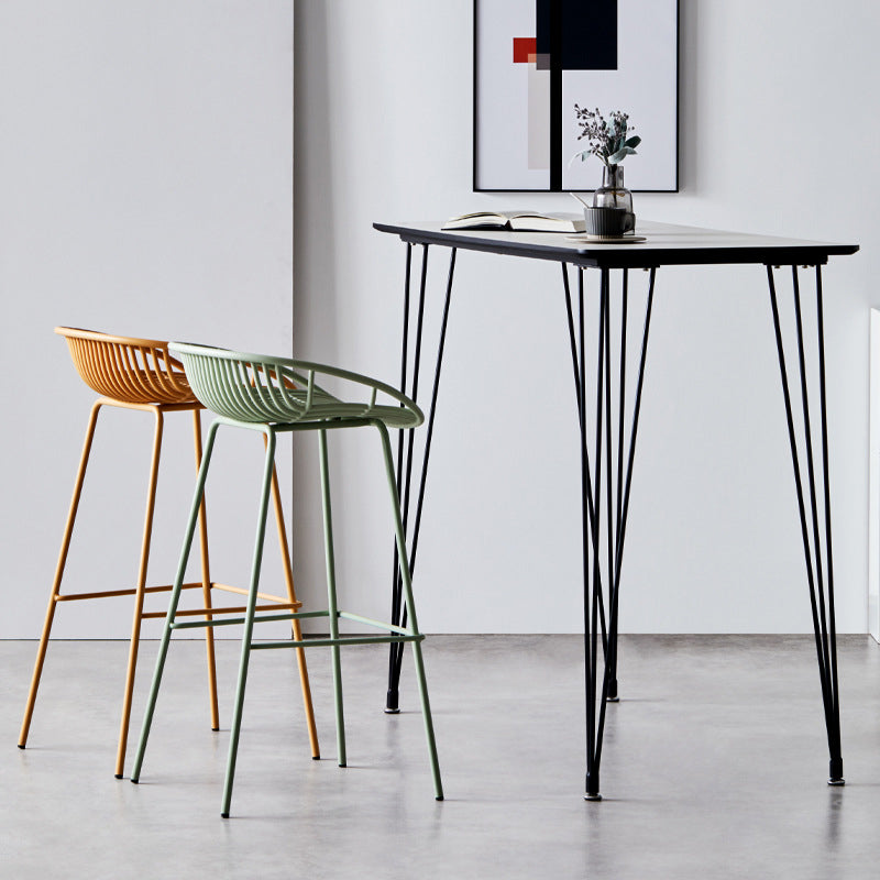 Modern Dessert Shop Low Back Stool Matte Finish Iron Bar Stool