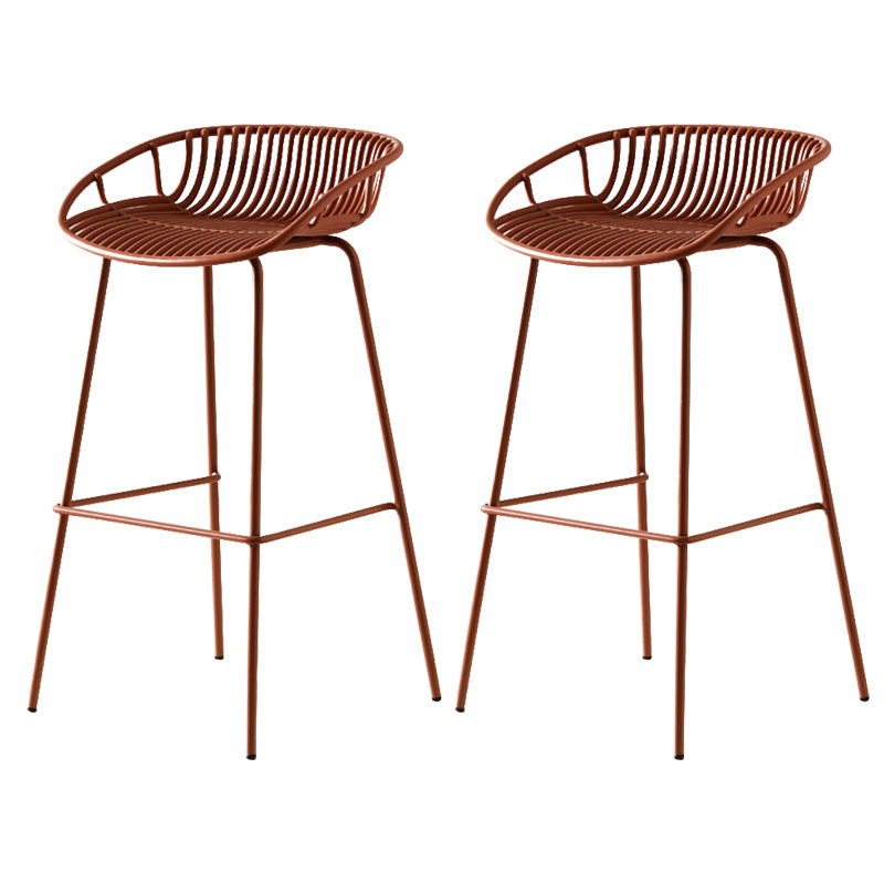 Modern Dessert Shop Low Back Stool Matte Finish Iron Bar Stool