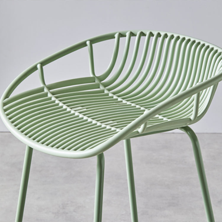 Modern Dessert Shop Low Back Stool Matte Finish Iron Bar Stool