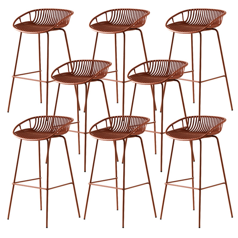 Modern Dessert Shop Low Back Stool Matte Finish Iron Bar Stool