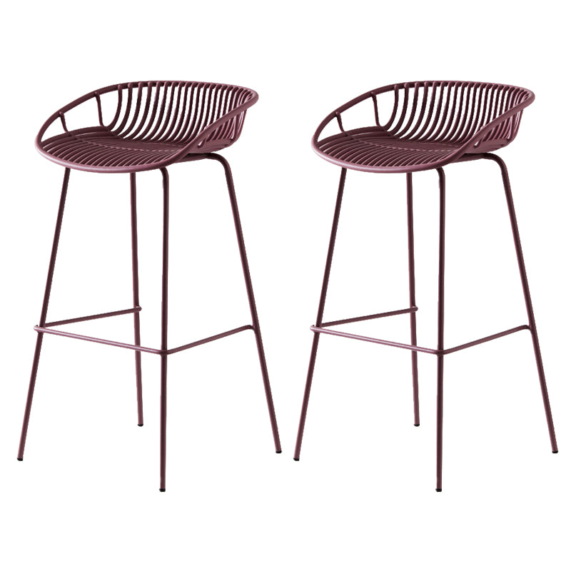 Modern Dessert Shop Low Back Stool Matte Finish Iron Bar Stool