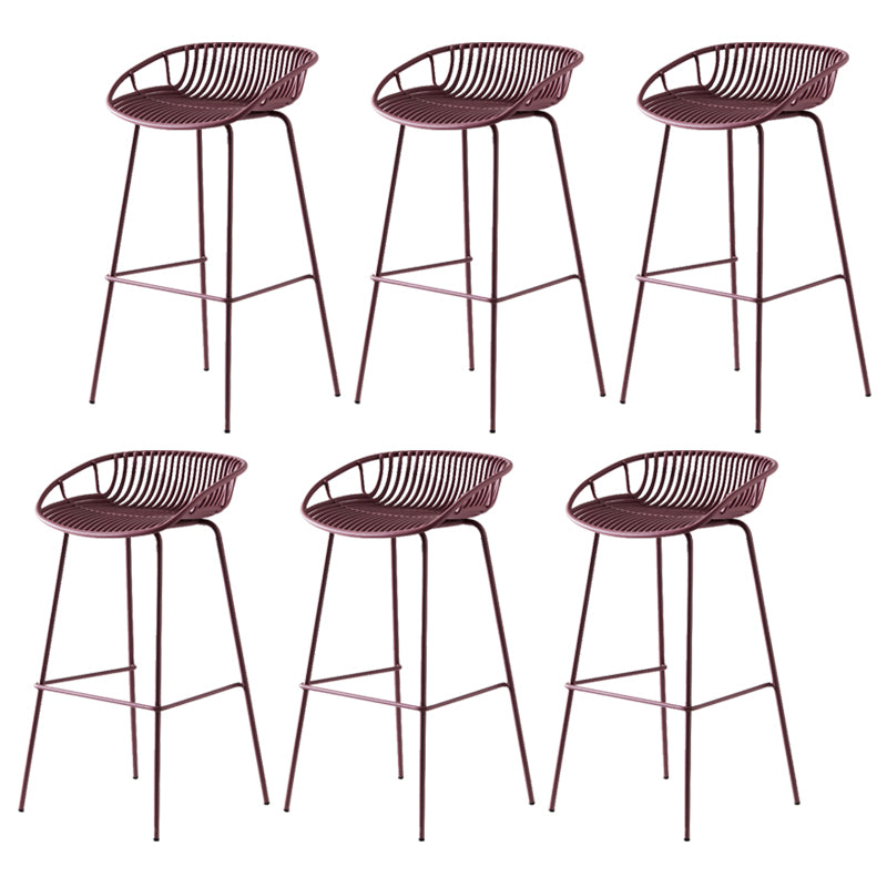 Modern Dessert Shop Low Back Stool Matte Finish Iron Bar Stool