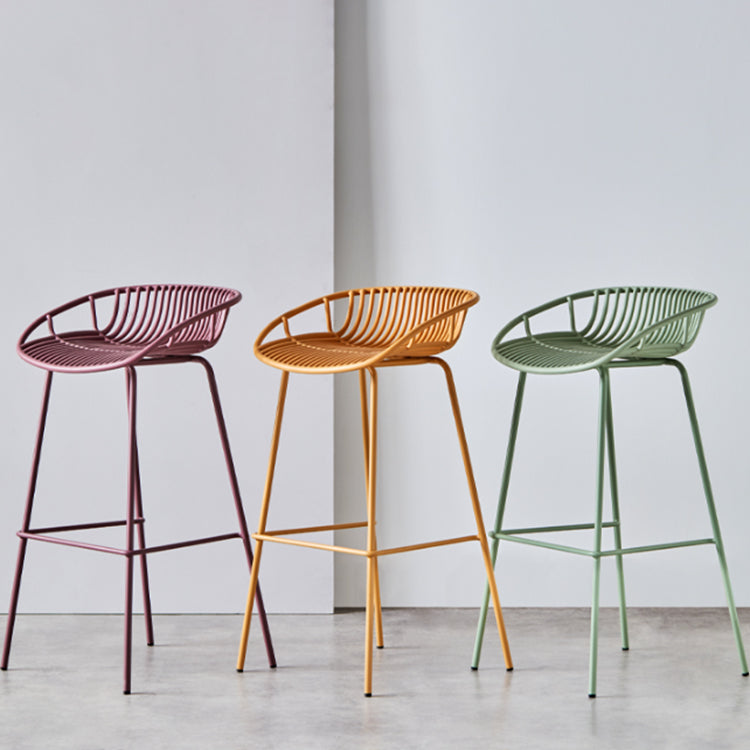 Modern Dessert Shop Low Back Stool Matte Finish Iron Bar Stool