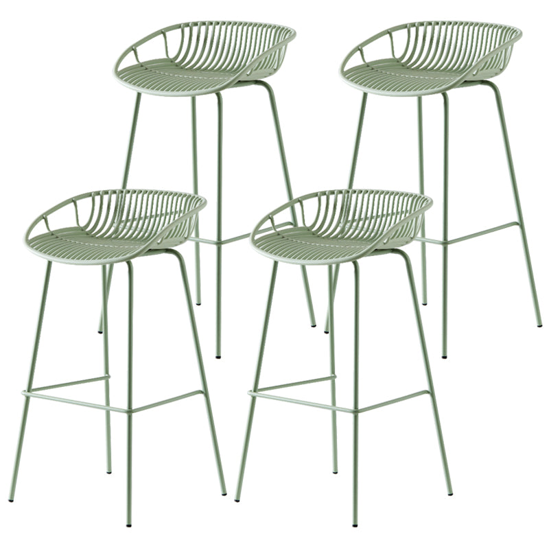 Modern Dessert Shop Low Back Stool Matte Finish Iron Bar Stool